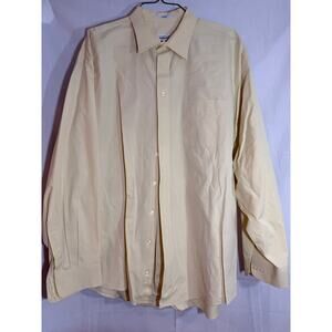 Joseph & Feiss Dress Shirt Men's 19 36/37 Yellow Non-Iron Button up 80s 2-ply